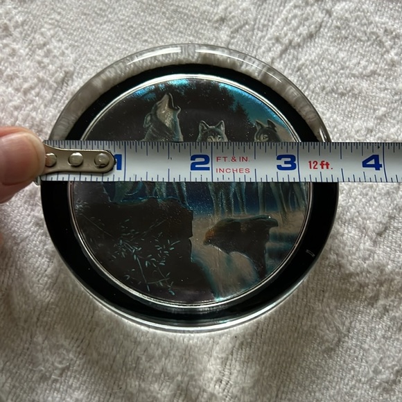 Shimmering Wolves Paperweight – Glass Wildlife Desk Decor - Picture 2 of 3